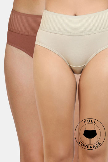 Buy Zivame High Rise Full Coverage Hipster Panty (Pack of 2) - Multicolor